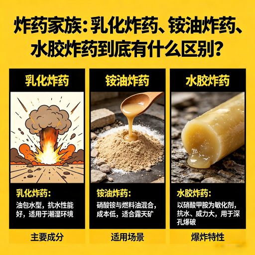 商水炸药家族：乳化炸药、铵油炸药、水胶炸药到底有什么区别？